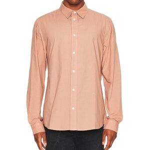 FRAME Men's Poplin Button-Up Shirt in Powder Brick Size Large